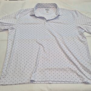 Greg Norman Collection White Polo with Blue Pattern